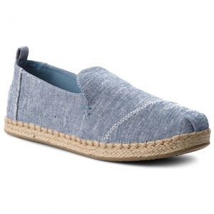 MUST GO - Blue chambray and rope Toms alpargatas